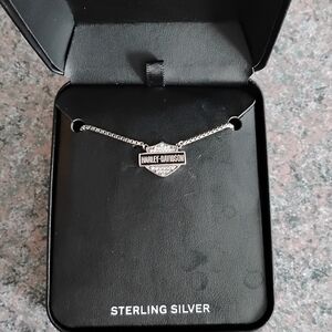 Harley-Davidson Black and Silver Pendant Necklace